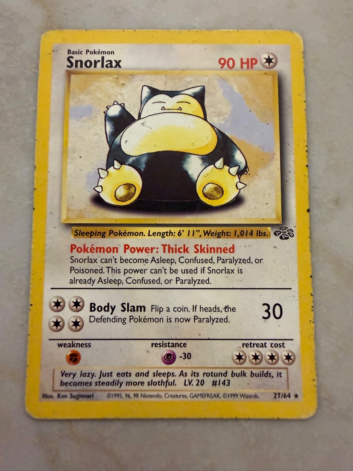 Snorlax 27/64 Unlimited Non-Holo Pokémon Card Vintage