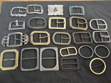 Lot Of 22 Various Metal Belt Buckles Brass Pewter 2"-4" Vtg