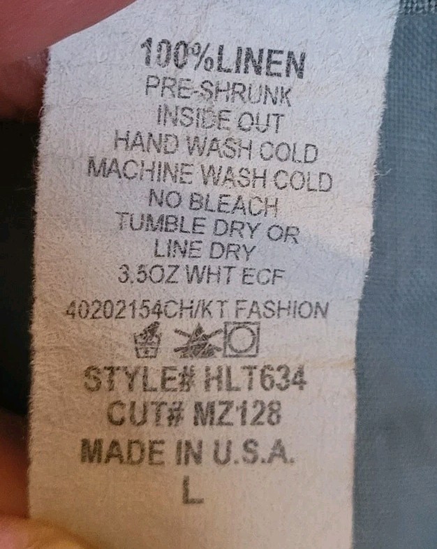 Matchpoint USA Linen Button Shirt L Blue Ruffle Boxy Lagenlook Coastal Beachy