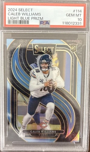 2024 Panini Select - Premier Level Caleb Williams #114 Light Blue Prizm /99 (RC)
