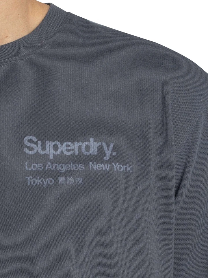Superdry de los hombres Camiseta con el logotipo de la ciudad, Gris - Imagen 4 de 4