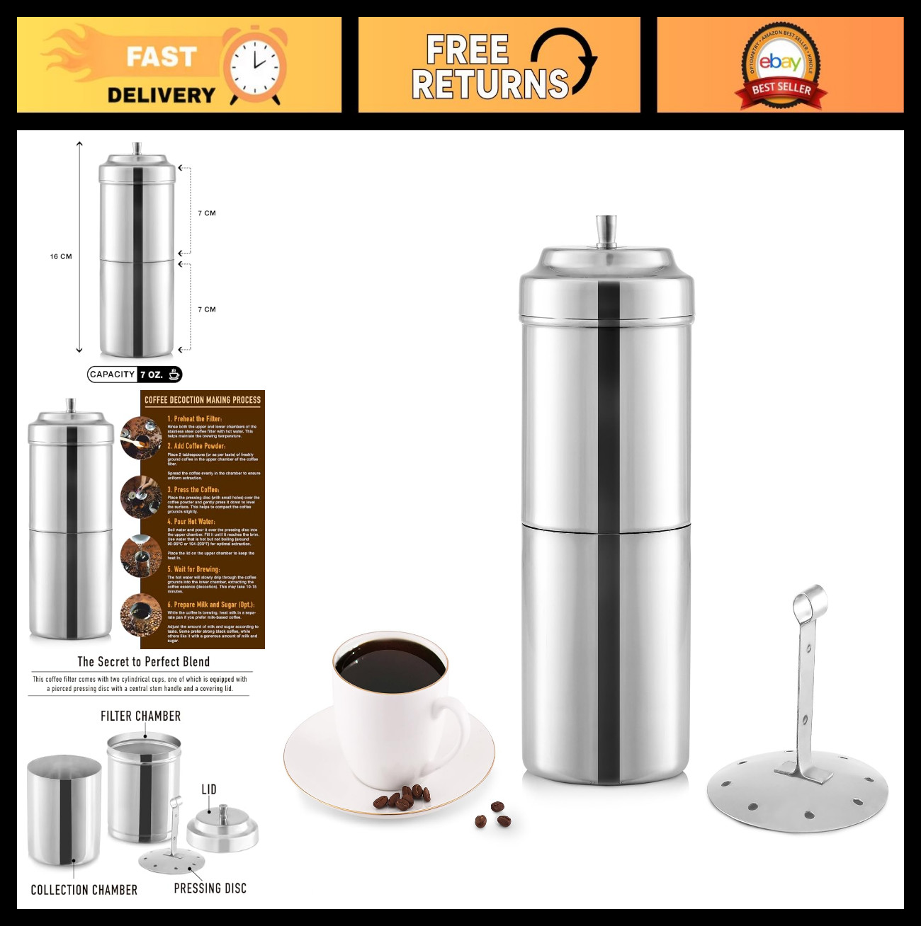 7 Oz, 2-4 Cups Drip Brewer