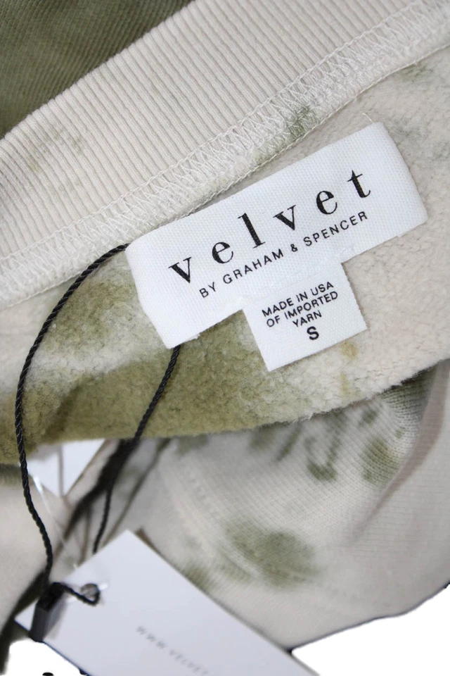 Terciopelo Mujer Algodón Cuello Redondo Manga Larga Tie Dye Cuello Redondo Verde Talla S Foto 4 de 4