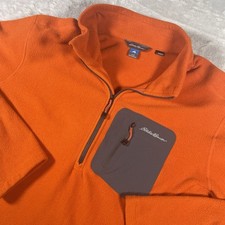 Eddie Bauer First Ascent Polartec 1/4 Zip Fleece Pullover Orange Men's Tall Large — listing 2
