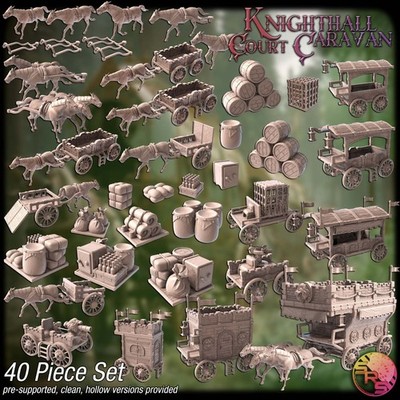Royal Caravan Geländeset - Waggons, Pferde & Waggons Scatter für RPG Wargaming