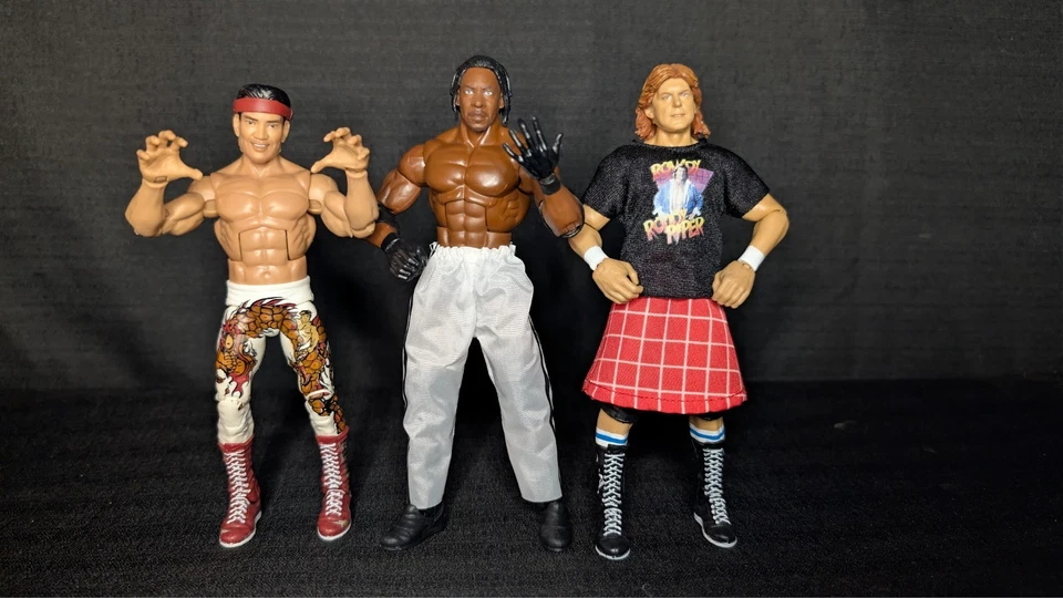 Lote de 3 Mattel WWE Elite Legends WCW Ricky Steamboat, Booker T, Roddy Piper - Imagem 2 de 4