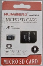 NUMBER 1 Micro SD Card with Full Size Adapter 8 GB