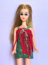 VINTAGE TOPPER DAWN in ORIGINALE MINI ABITO VERDE METALLIZZATO