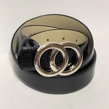 Nine West Women's Size 36 Black Faux Leather Silver Tone Pin Buckle Dress Belt