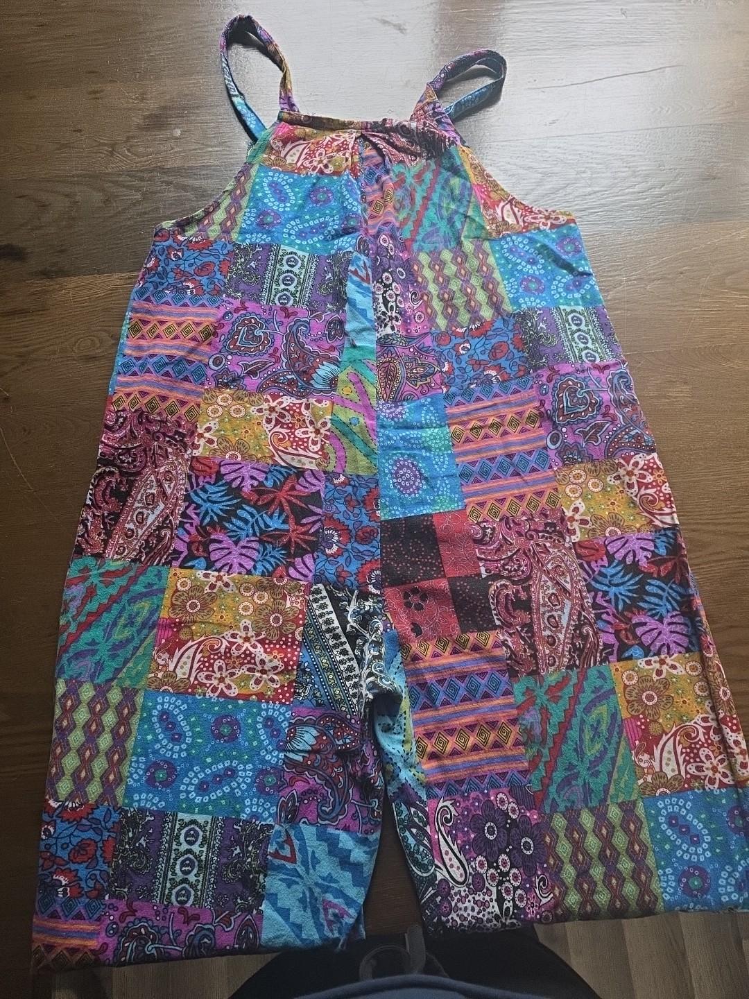 Overalls Jumper Patchwork Multicolor Colorful Hip… - image 4