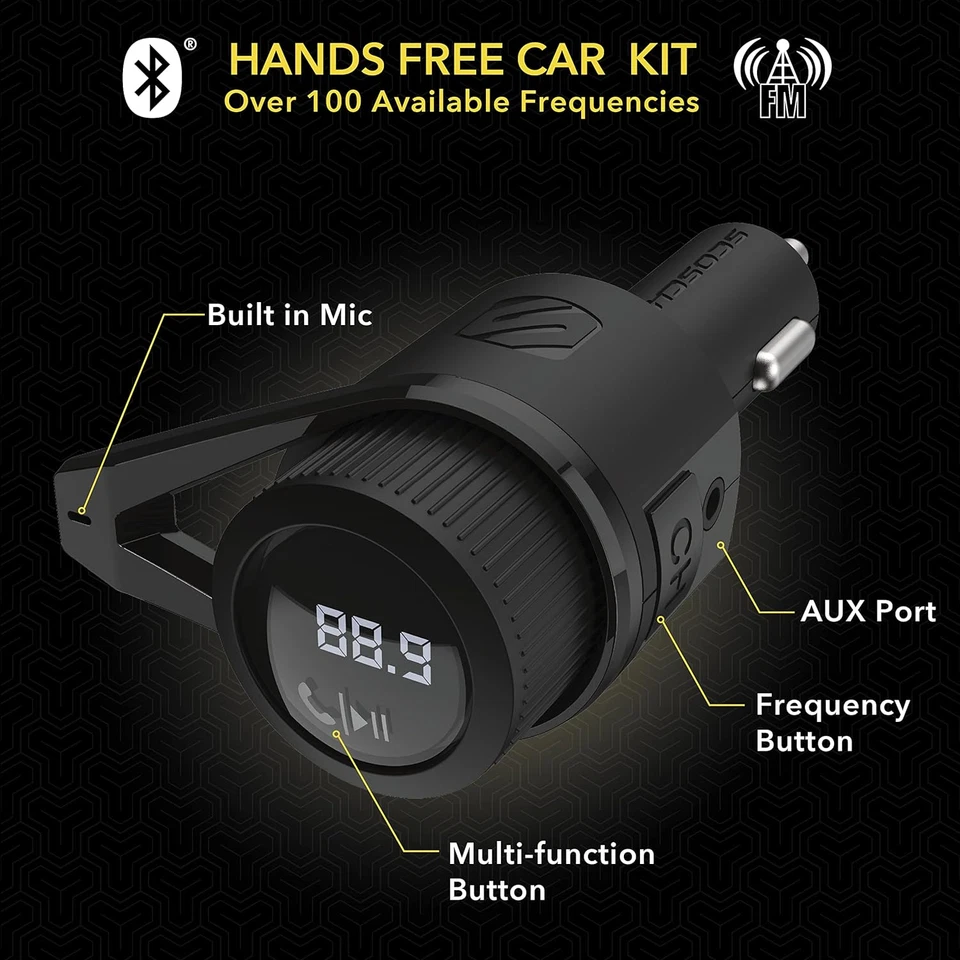 Scosche BTFM5 Bluetooth Hands-Free Car Kit with Digital FM Transmitter and Dual - Image 2 of 4