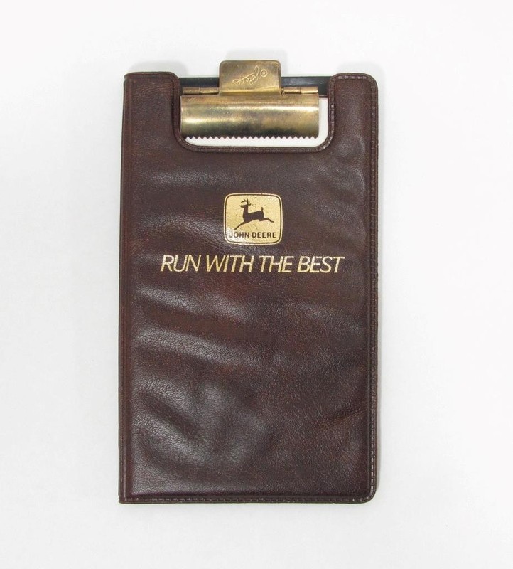 VTG John Deere Run With the Best Small Pocket Clipboard Notepad Vinyl Brown