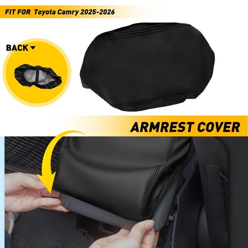 NEW For Toyota Camry 2025-2026 Black Middle Console PU Leather Armrest Lid Cover