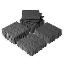 27Pcs Plastic Patio Deck Tiles 12" x 12" Interlocking Flooring Indoor & Outdoor