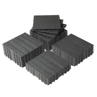 27Pcs Plastic Patio Deck Tiles 12'' x 12'' Interlocking Flooring Indoor & Outdoor