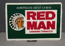 Vtg Red Man Tobacco Metal Sign Chew Tobacco Redman Chewing 12" x 18" Embossed A