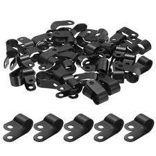 Nylon Plastic Cable Clamps 0.42 Inch, 50 Pcs R-Type Cable Clips, Black