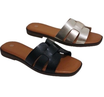 Damen-Slipper schwarz oder goldfarben Pantoletten Damen-Sommerschieberschuhe Größe 3-8 