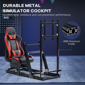 Supllueer 4080Aluminum Racing Sim Cockpit With TVStand Red Seat Fit LogitechG920