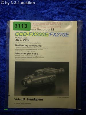 Sony Bedienungsanleitung CCD FX200E /FX270E Video 8 Camera Recorder (#3113)