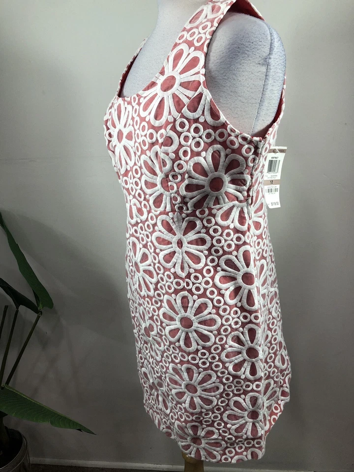 Vestido vaquero de verano INC International coral y blanco bordado Foto 4 de 4