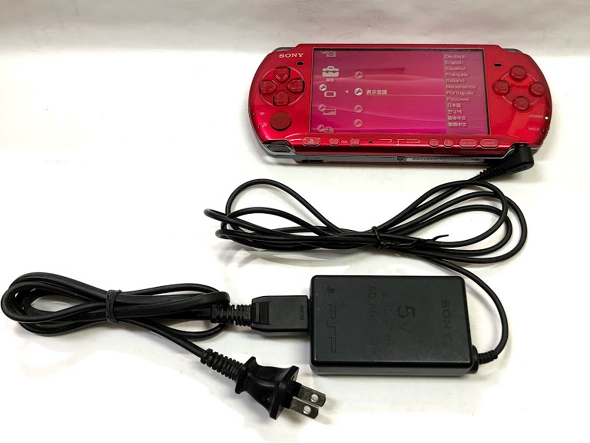 SONY PSP Playstation Portable Radiant Red PSP - 3000 RR Cable Console