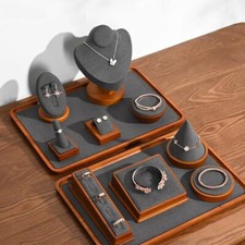 Wooden Jewelry Display Props Necklace Pendant Rings Organizer Storage Stand