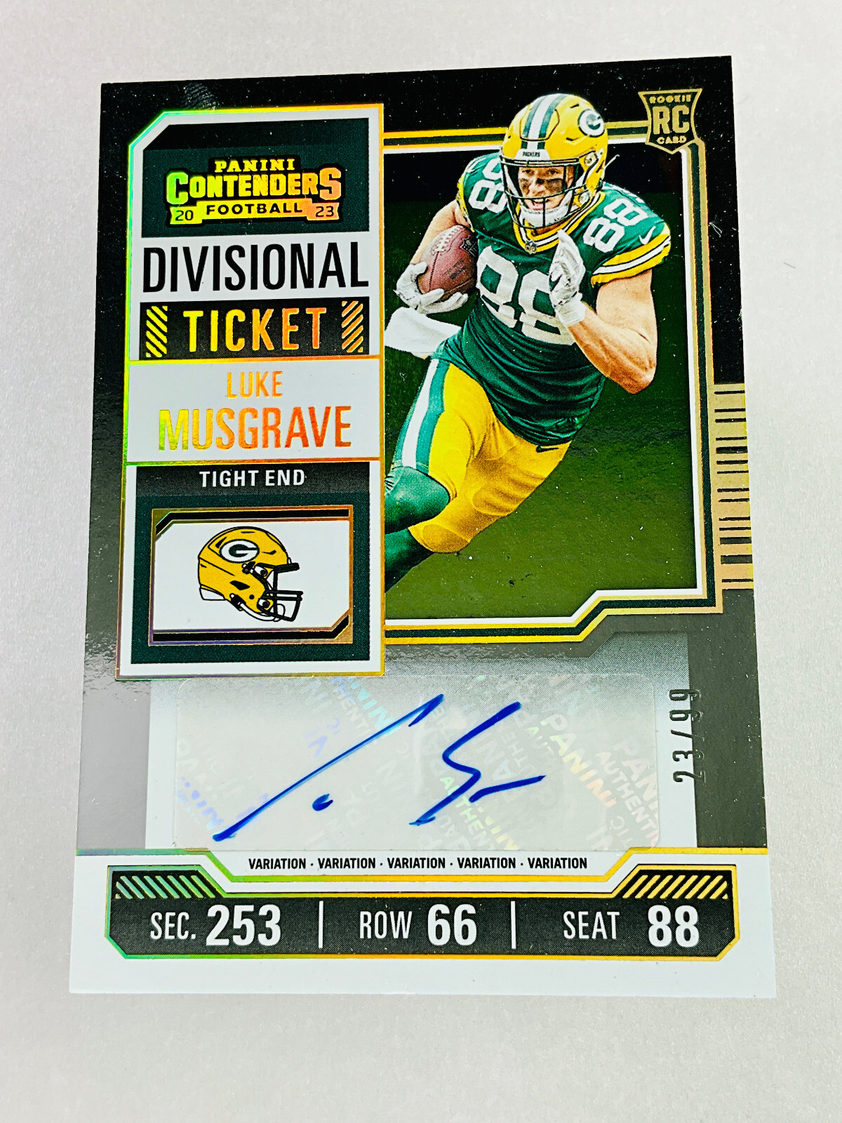 2023 Panini Contenders Luke Musgrave Divisional Ticket RC Variation Auto /99