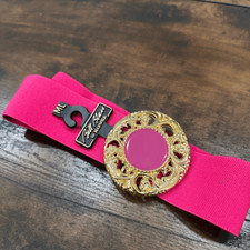 NWT Vtg Deadstock Bill Blass For Harwell Women's Flower Buckle Belt Pink M/L