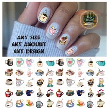 Coffee Tea Cup Mug Waterslide Nail Decals Set Of 50 + Bonus + Instructions