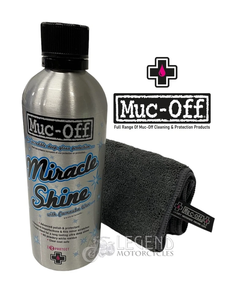 Muc-Off Miracle Shine Polish 500ml With Luxury Microfibre Cloth Motorcycle