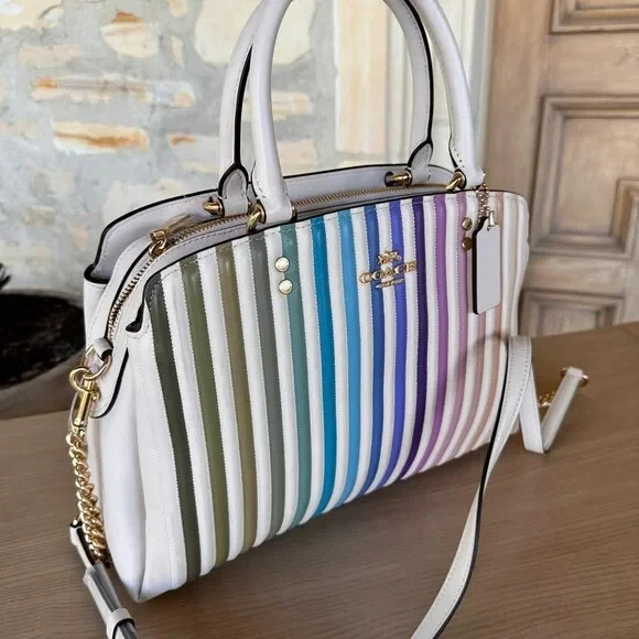 Coach Lillie Carryall With Ombre Quilting Crossbody Bag Satchel Chalk Multi NWT - Image 2 of 4