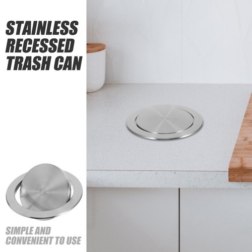 Stainless Steel Kitchen Garbage Can Grommet Swing Lid Trash Can Lid Flap Lid - Picture 4 of 12