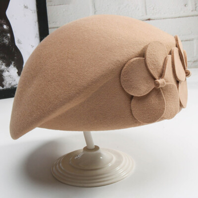 Ladies Retro Wool Felt Bucket Cap Flower Cloche Church Derby  display picture 1