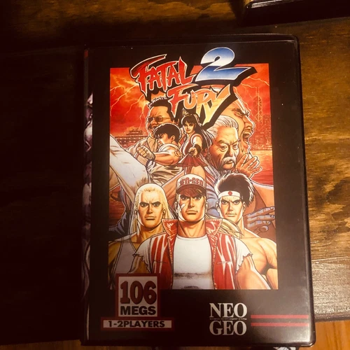 Fatal Fury 2 USA Label Neo Geo MVS cartridge with custom shock box