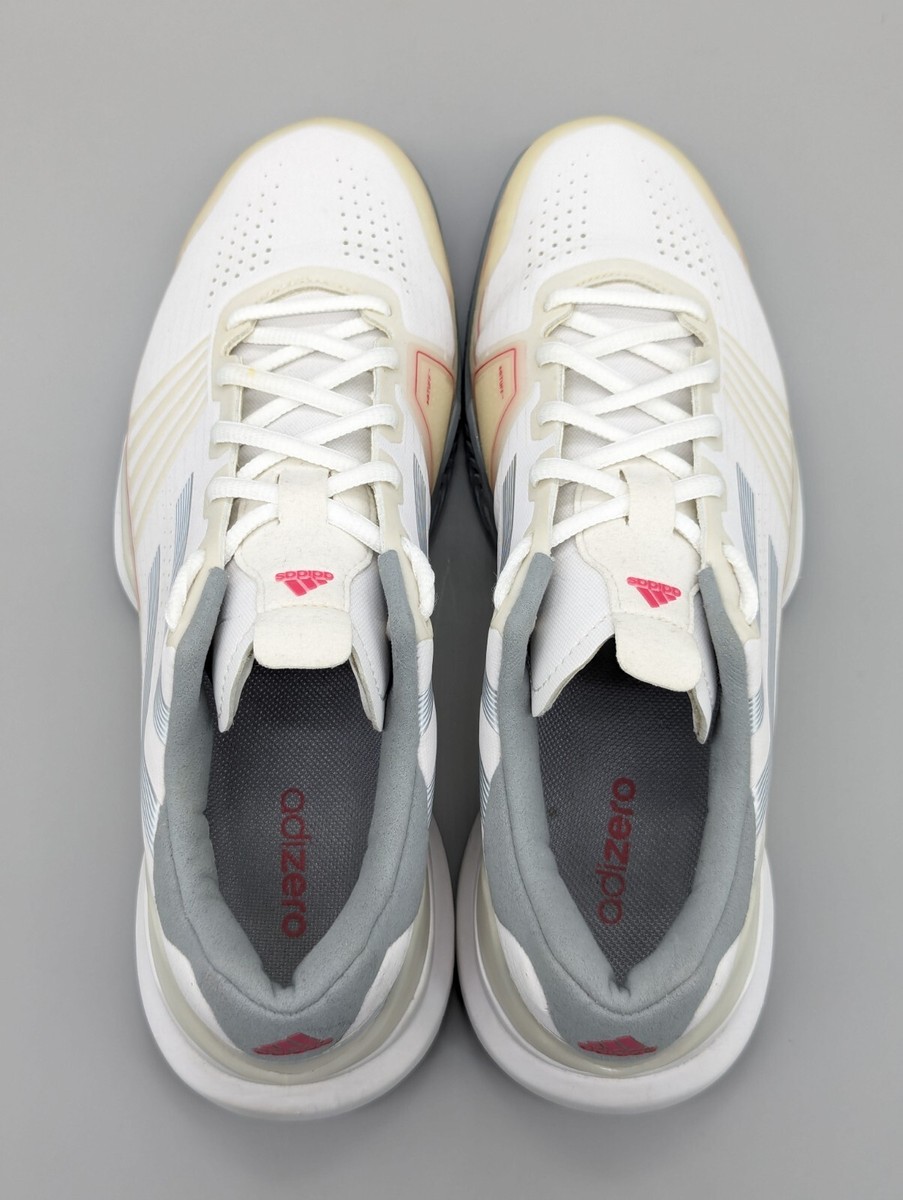 Adidas Women's Adizero Feather Pro White Red Tennis Court Shoes