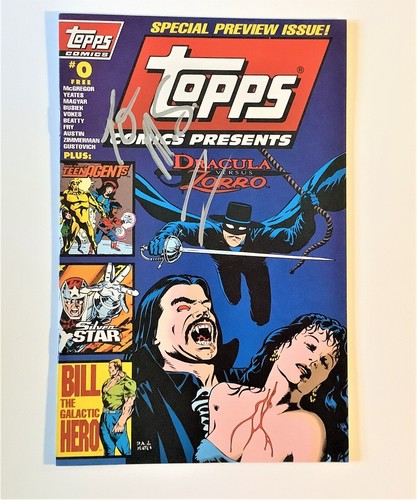 TOPPS COMICS PRESENTS #0 SPECIAL PREVIEW ISSUE (1993) DRACULA V ZORRO Signed