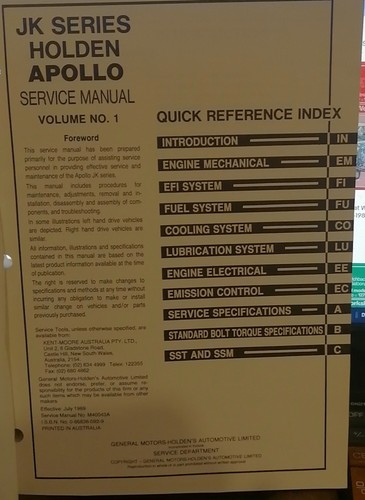 Holden Apollo JK Factory Workshop Manual Volume 1 with MPN 40043A - Picture 2 of 2