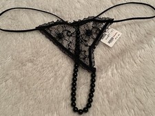  72 RARE Y2K Vtg XL BEADED THONG Panty EMBROIDERED Lace Mesh Sheer Fishbelly
