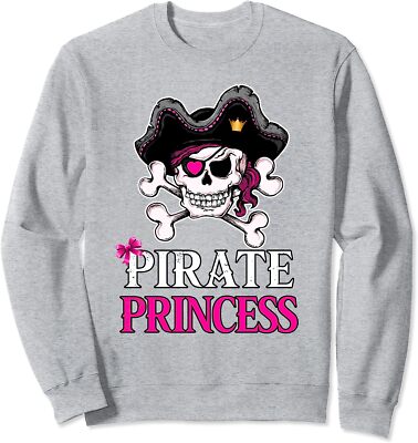 Pirate Princess Funny Crossbones Jolly Roger Flag Unisex Crewneck Sweatshirt