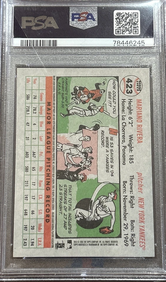 2005 Topps Heritage #423 Mariano Rivera (SP/Short Print) Yankees PSA 4 - Image 2 of 2