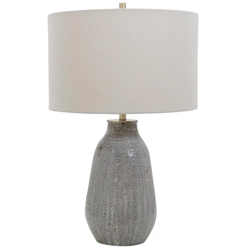 Uttermost Monacan Ceramic and Steel Table Lamp in Neutral Gray/Taupe - Picture 3 of 8