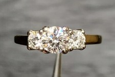 14Kt White Gold 3 Stone 1.00ct TW Diamond Engagement Wedding Ring 4 Grams Sz 7.5