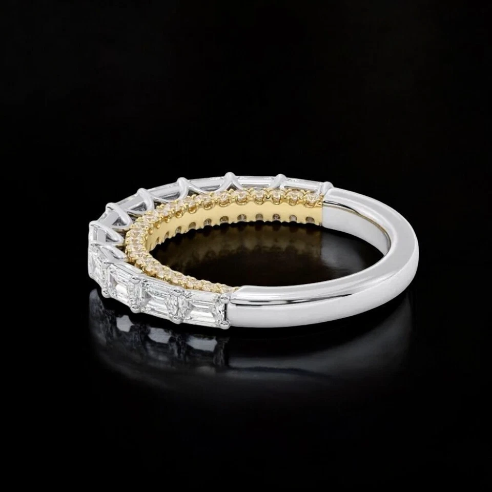 18K mehrfarbiges Gold Lab Created Diamond Smaragdschliff Eternity Band 2,50 C... - Bild 3 von 4