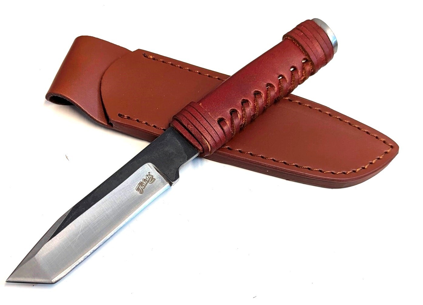 Herbertz Gürtelmesser Jagdmesser AISI 420 rostfrei Leder Full Tang