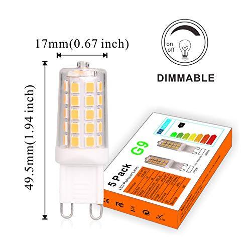 G9 LED Bulb Dimmable 4W, 40 Watt T4 G9 Halogen Equivalent, 2700K Soft (5 Pack) - Picture 4 of 7