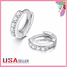 925 Sterling Silver CZ Small Earrings Cubic Huggie Hoop Men Women Jewelry Gift