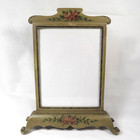 Antique Tabletop Picture Frame Hand Painted Rose Flowers Circa 1900 Wood