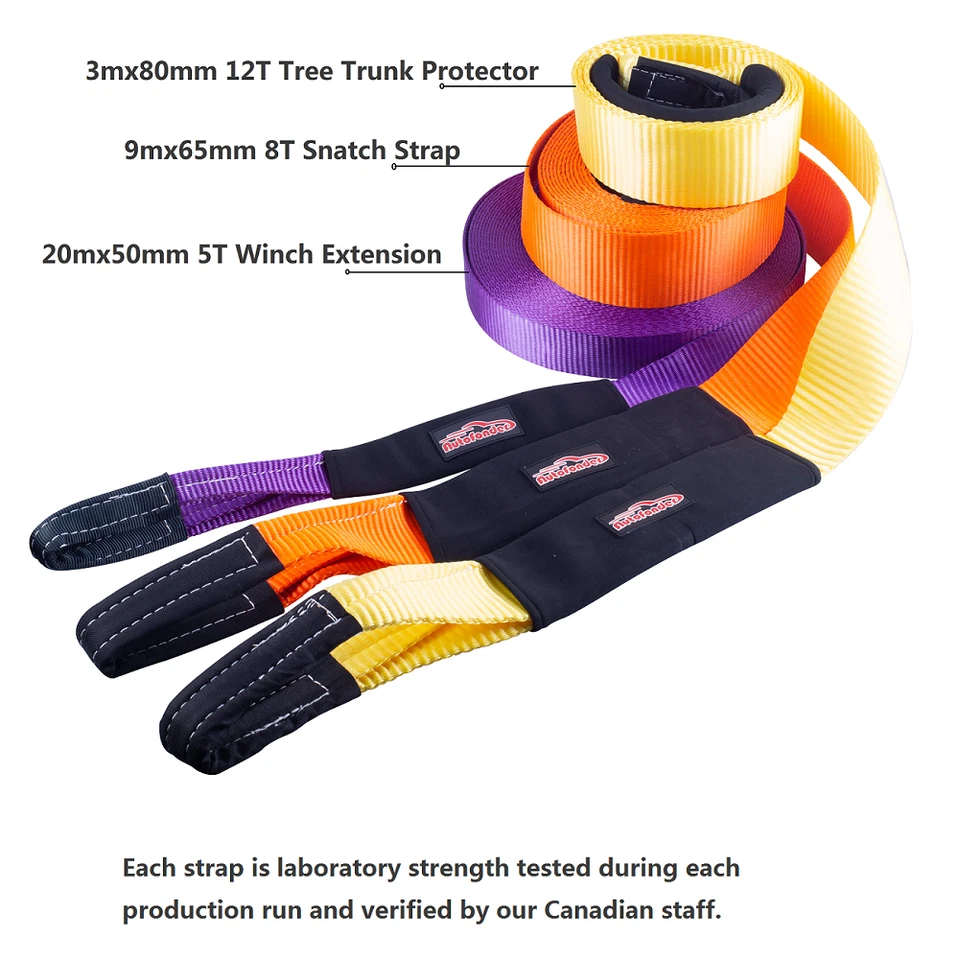 Nylon Recovery Kit 11PCS 4WD Winch Dampener Bag Off Road Snatch Strap - image 4 of 4