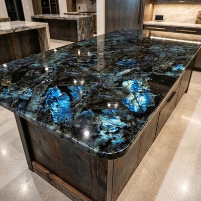 Labradorite Stone Countertop   Iridescent Natural Surface for Luxury Kitchen